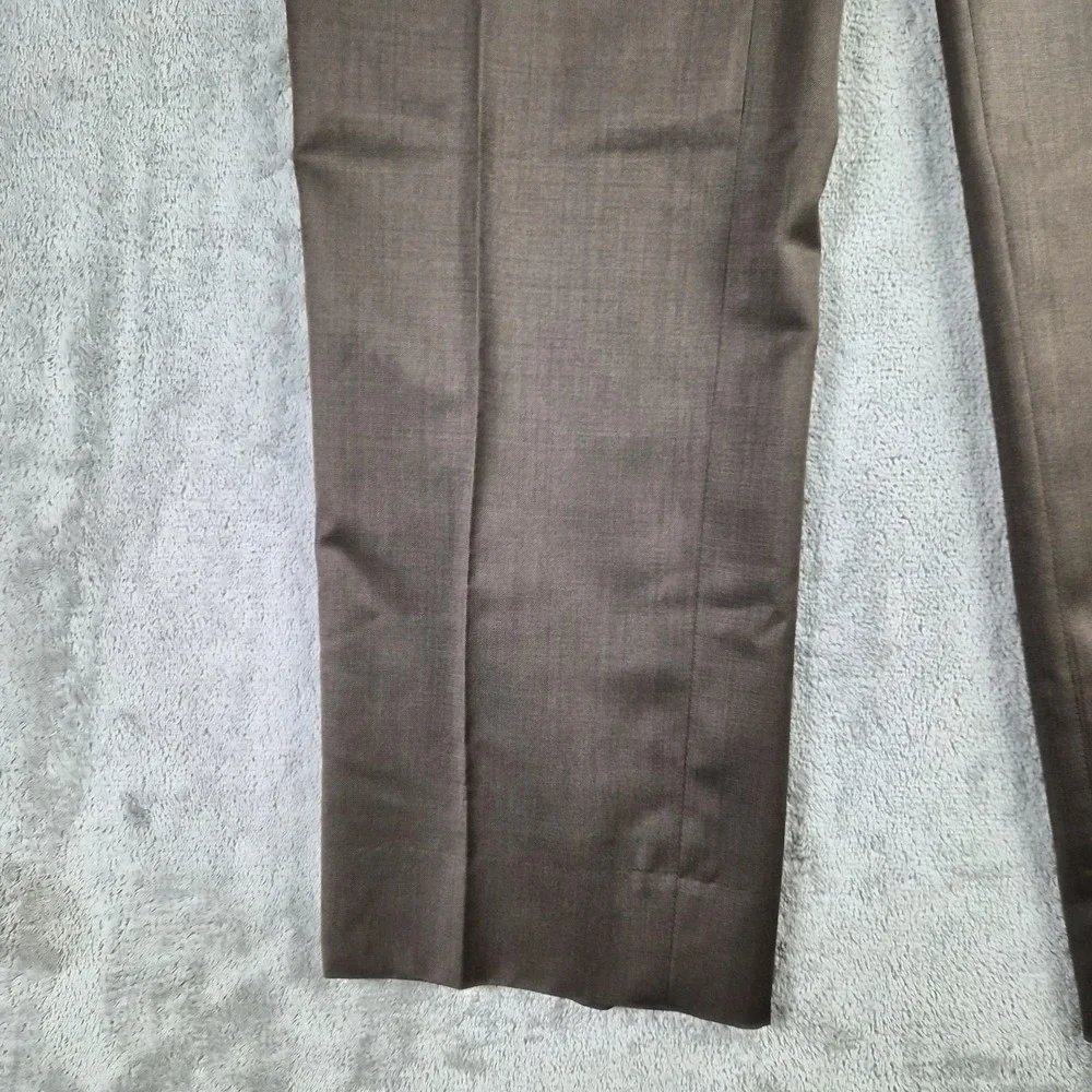 Jhane Barnes Wool Slik Dress Pants Mens 36x31 Brown Flat Front Luxury Trousers